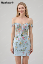 HEULORIA Enchanting Multi-Color Floral Embroidery Mermaid Prom Dress with Side Slit and Detachable Straps ED-602
