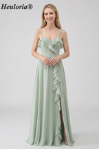 HEULORIA Elegant Ruffled Sweetheart A-Line Bridesmaid Dress with Side Slit and Lace-Up Back ED-560