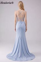 HEULORIA Sparkling Cowl Neck Mermaid Prom Dress with High Slit and Lace-Up Back ED-653