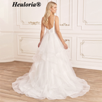 HEULORIA Stunning Tiered Organza Ruffle Ball Gown Wedding Dress with V-Neck and Low Back AL-229