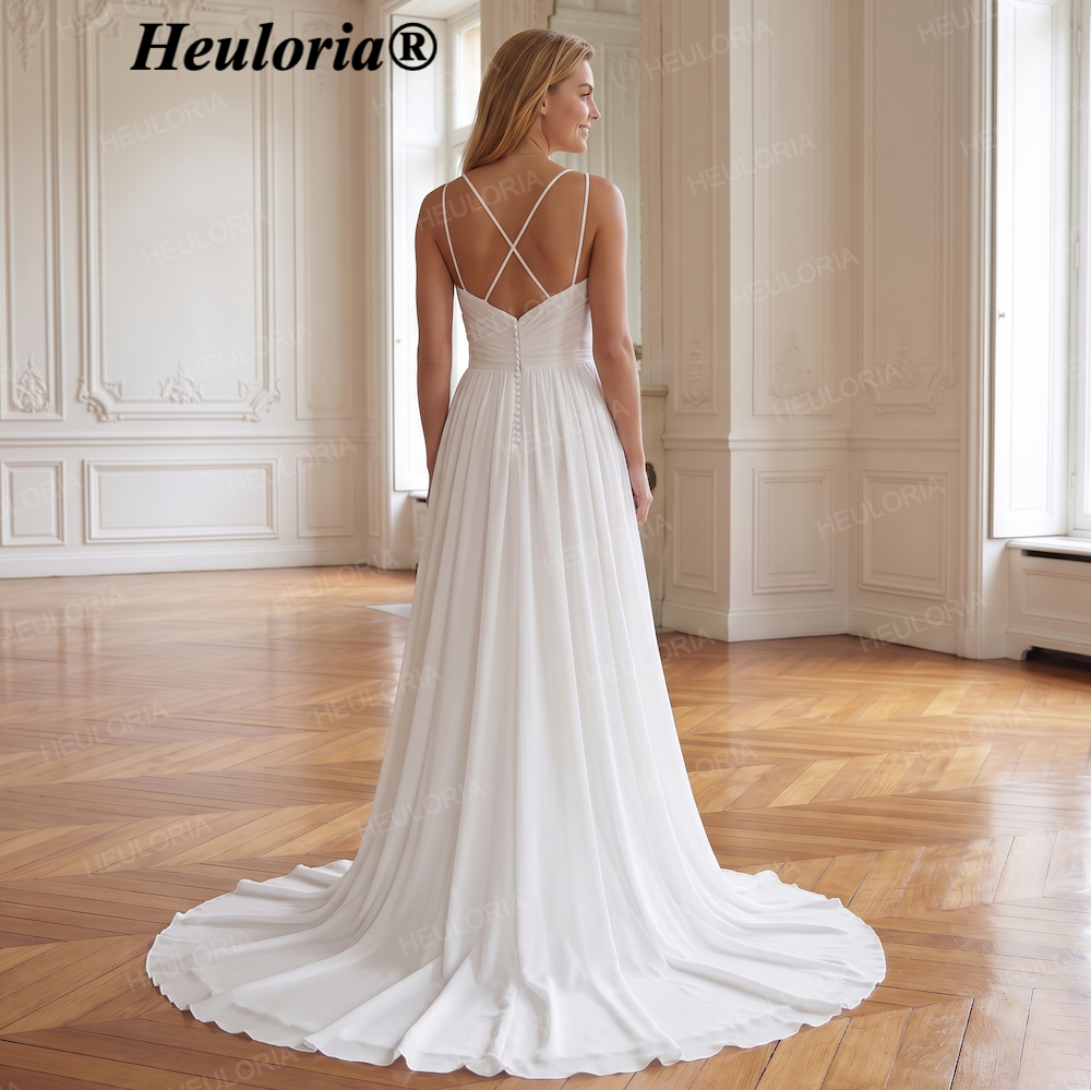 Spaghetti Strap Chiffon A-Line Wedding Dress