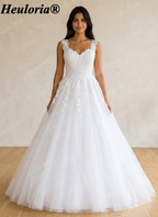 HEULORIA Sparkly Glitter Tulle A-Line Wedding Dress with Shimmer Detail Bridal Gown AL-1174